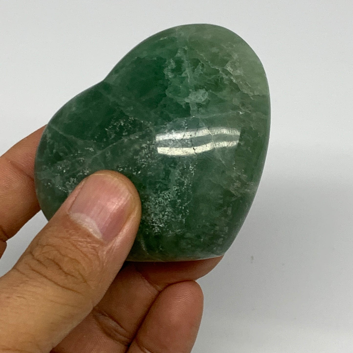 196.4g, 2.2" x 2.7" x 1.2" Fluorite Heart Healing Crystal @Madagascar, B17329