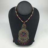 Kuchi Necklace Afghan Tribal Fashion Colorful Glass ATS Necktie Necklace, KN350