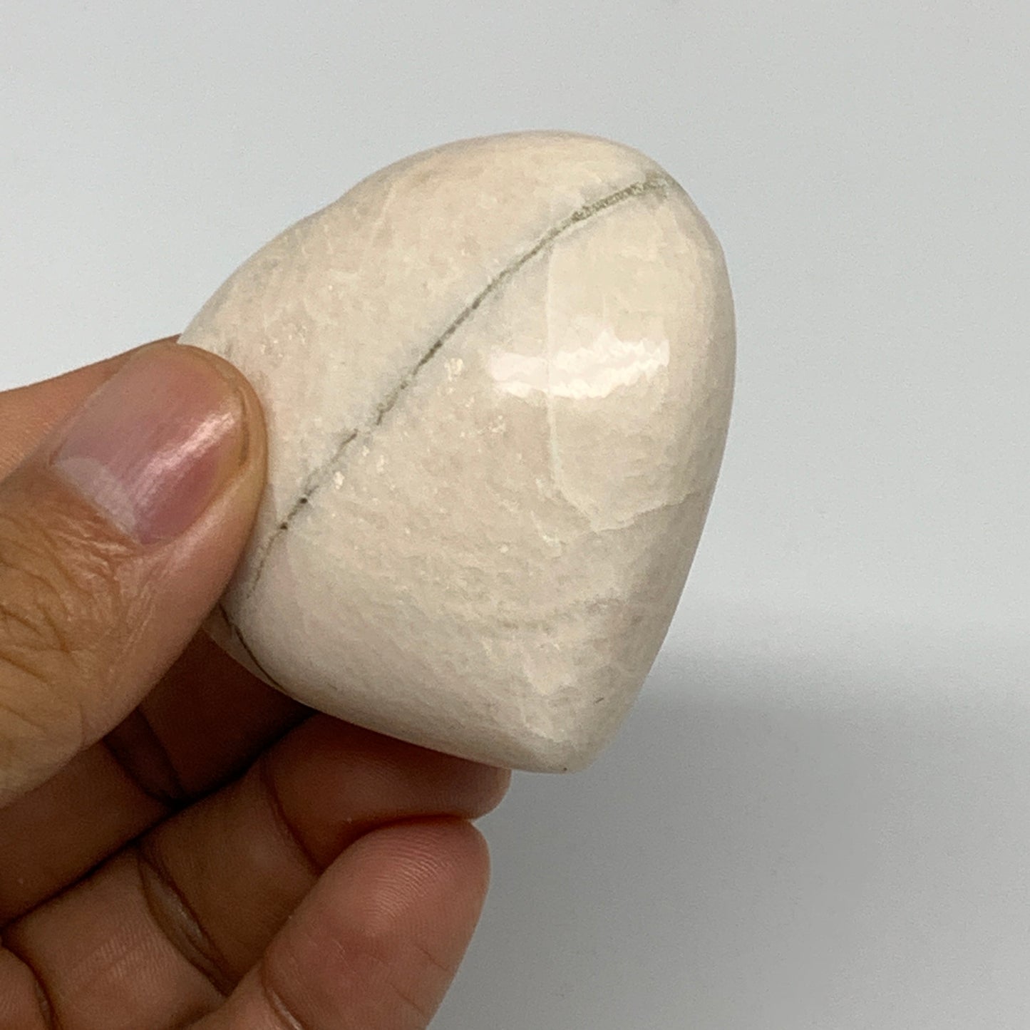 81.2g, 2"x2.1"x0.9", White Moonstone Heart Crystal Polished Gemstone, B22123