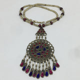 Kuchi Necklace Afghan Tribal Fashion Colorful Glass ATS Necktie Necklace, KN350