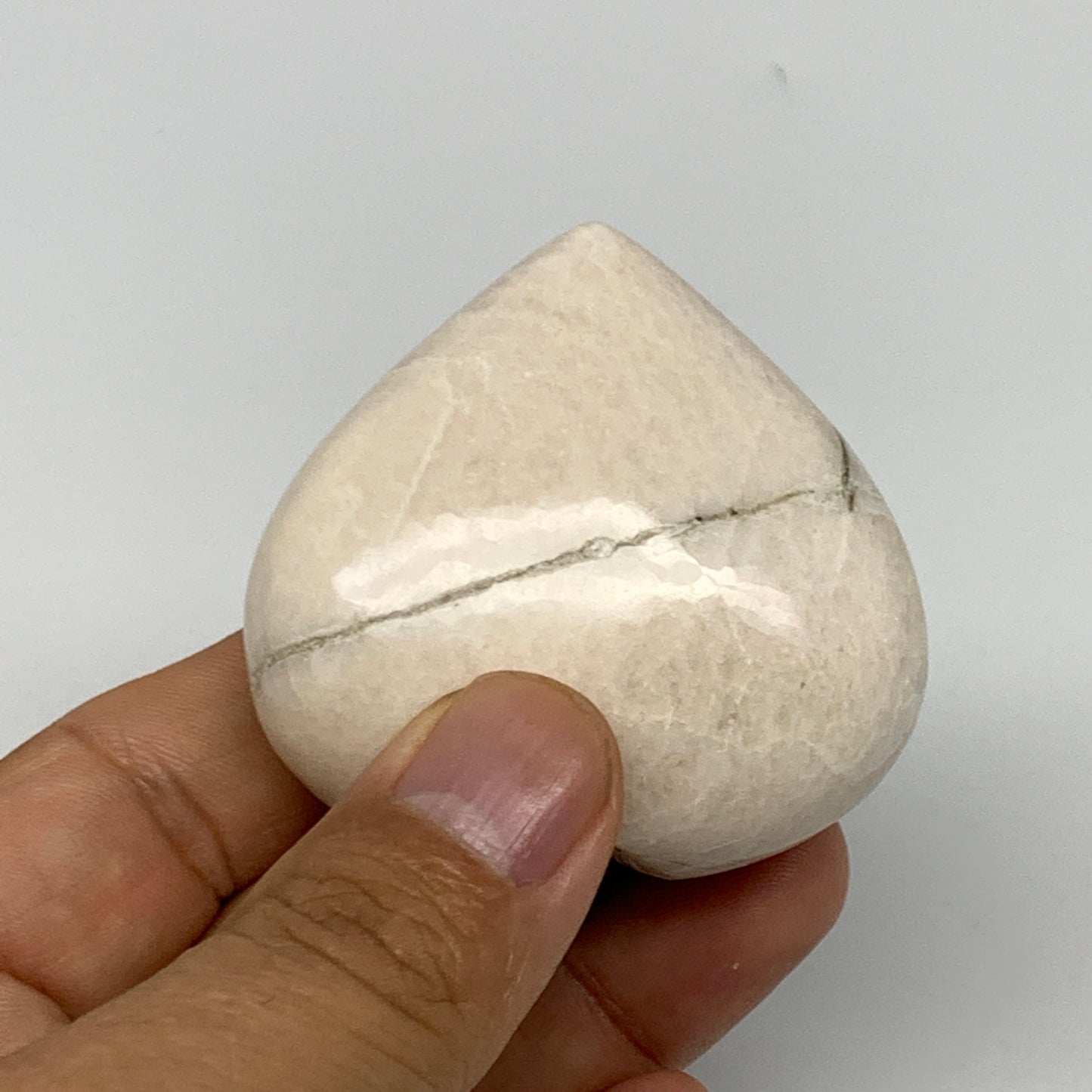 81.2g, 2"x2.1"x0.9", White Moonstone Heart Crystal Polished Gemstone, B22123