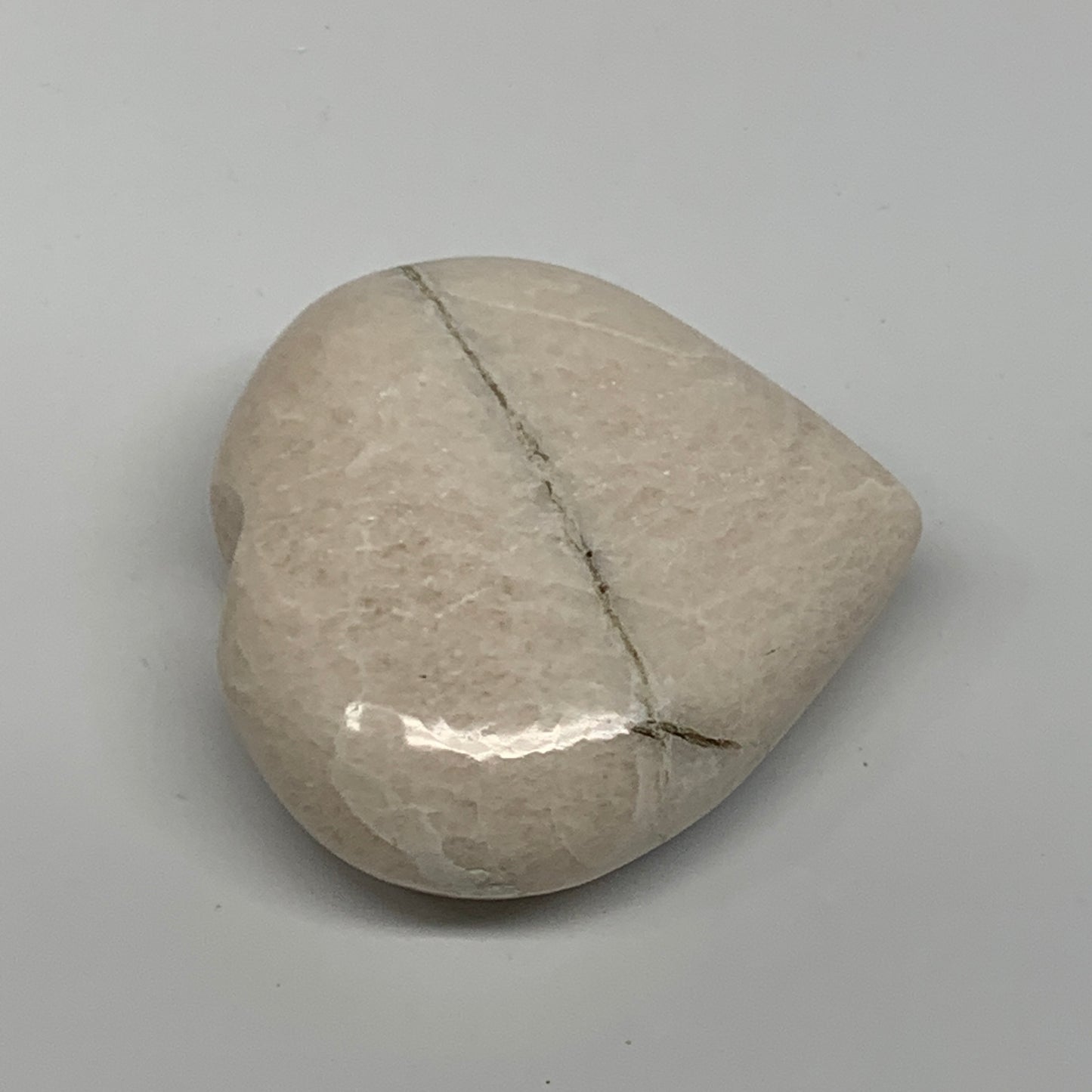 81.2g, 2"x2.1"x0.9", White Moonstone Heart Crystal Polished Gemstone, B22123