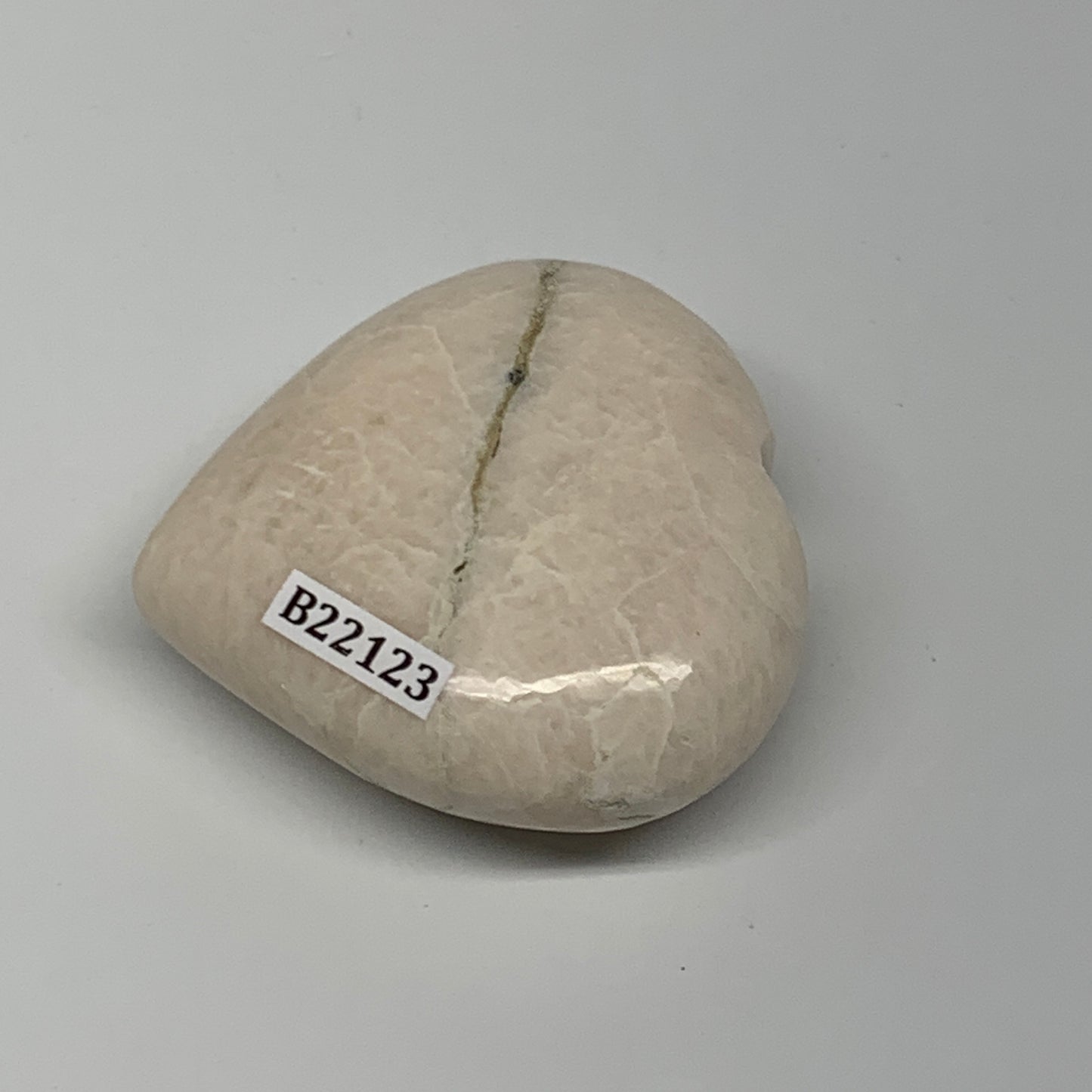 81.2g, 2"x2.1"x0.9", White Moonstone Heart Crystal Polished Gemstone, B22123