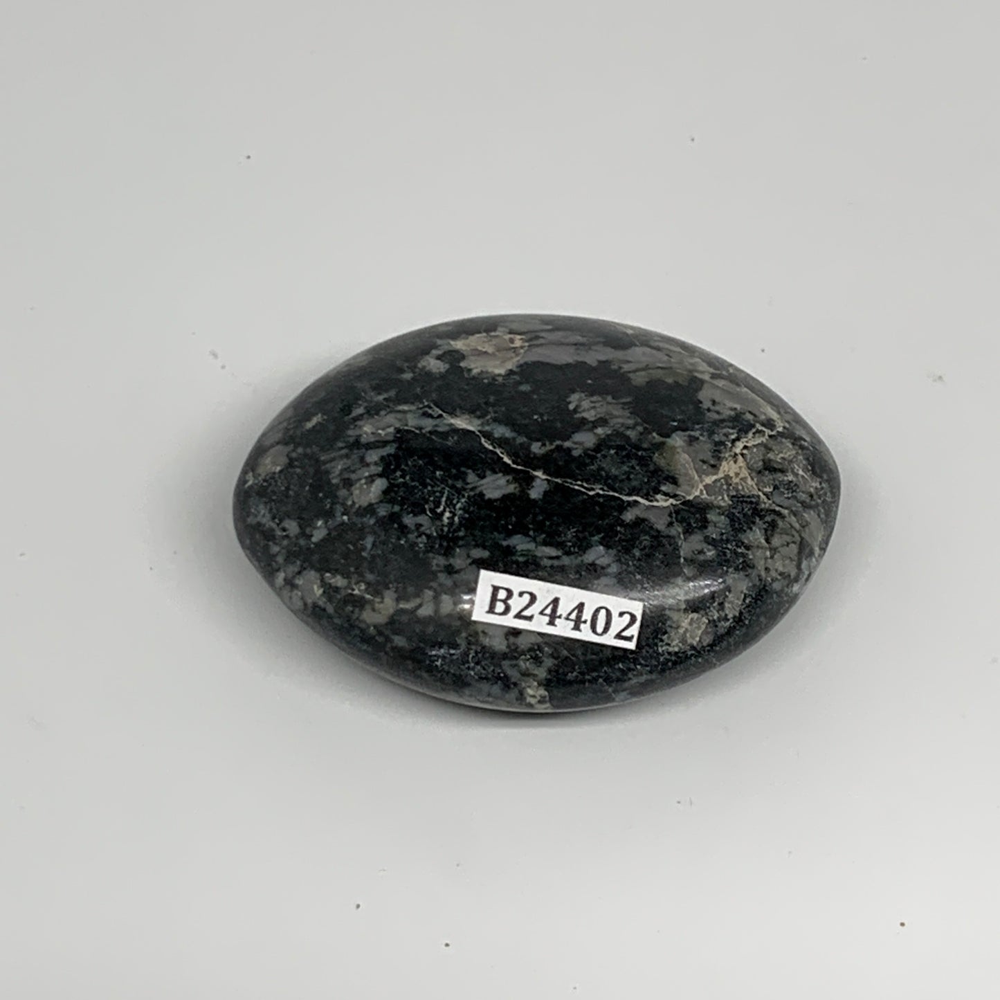 83.9g, 2.3"x1.8"x0.8", Indigo Gabro (Merlinite) Palm-Stone @Madagascar, B24402