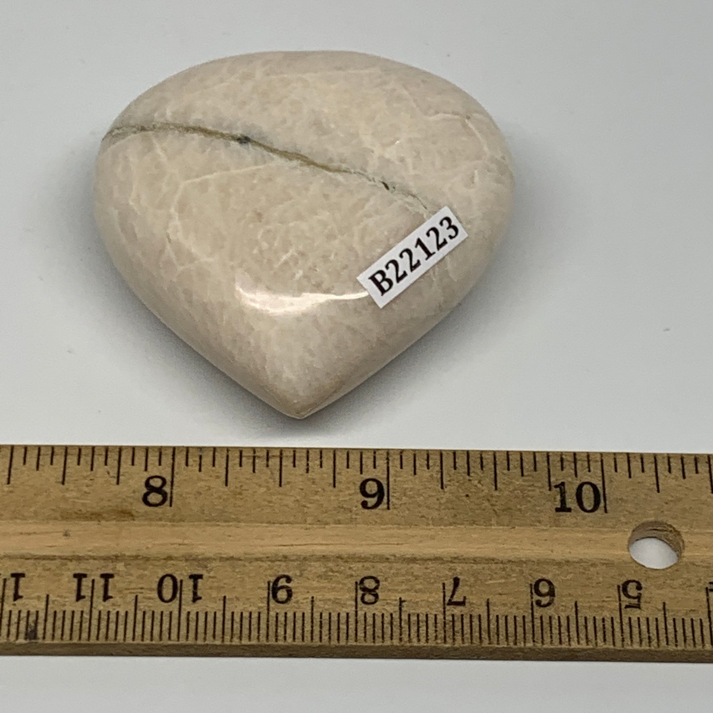 81.2g, 2"x2.1"x0.9", White Moonstone Heart Crystal Polished Gemstone, B22123