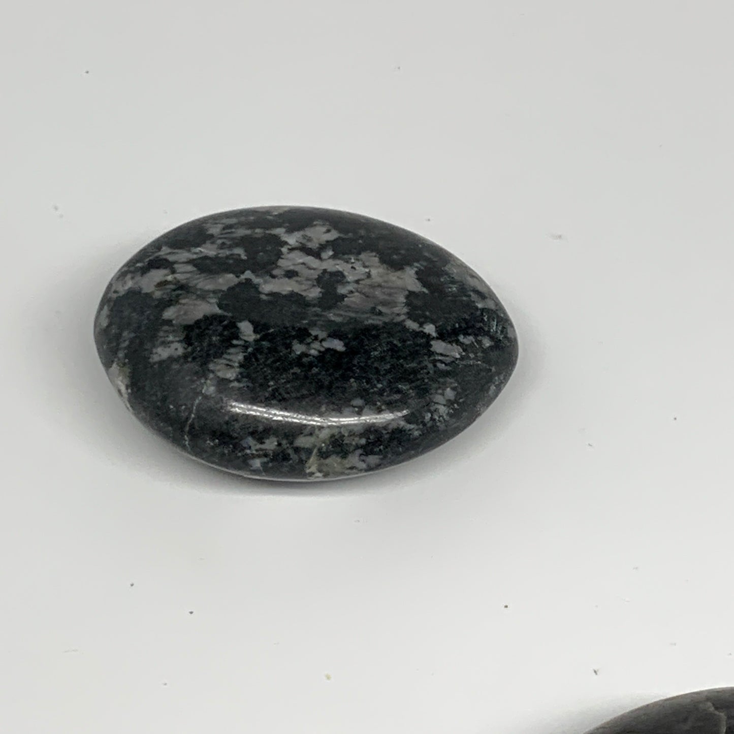 83.9g, 2.3"x1.8"x0.8", Indigo Gabro (Merlinite) Palm-Stone @Madagascar, B24402