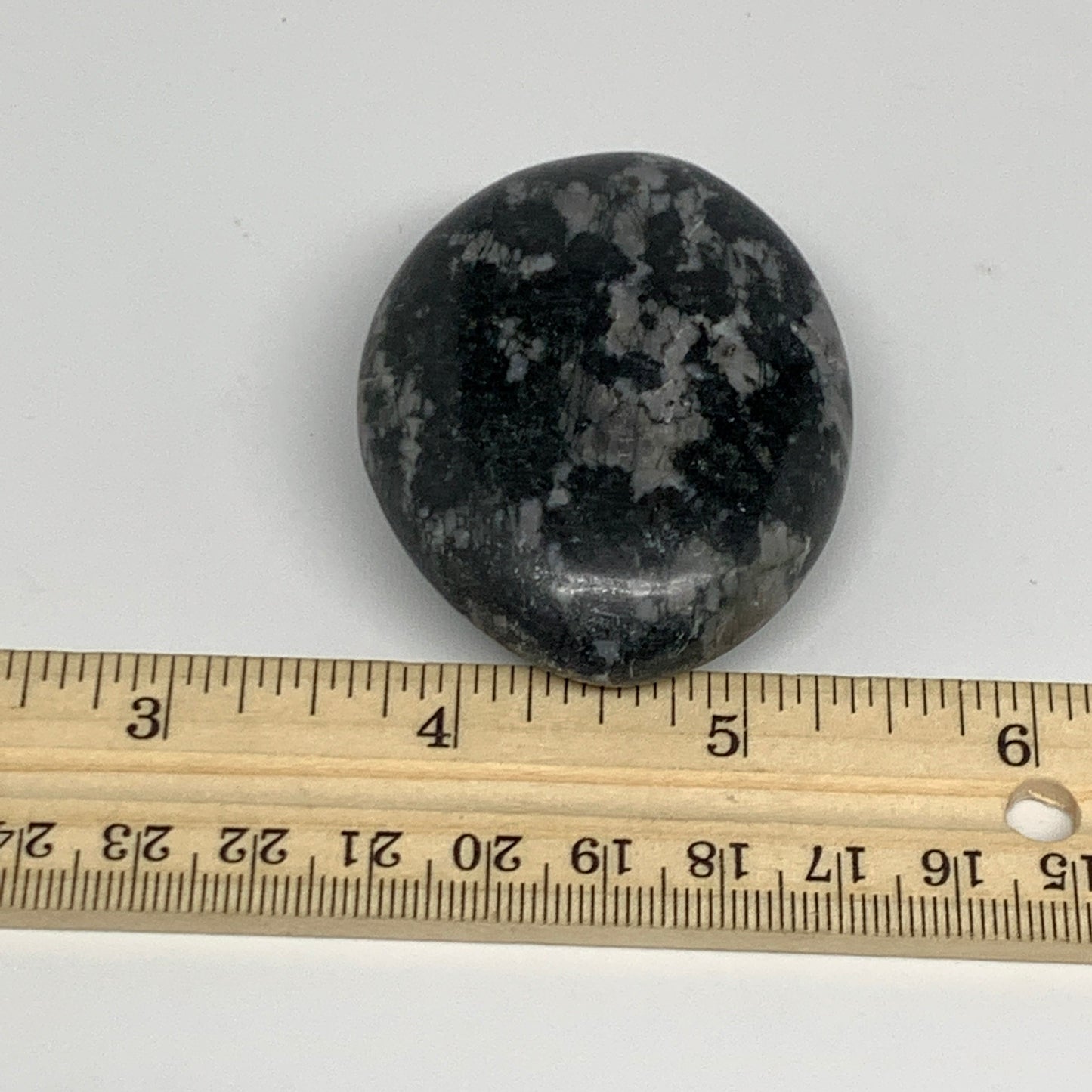 83.9g, 2.3"x1.8"x0.8", Indigo Gabro (Merlinite) Palm-Stone @Madagascar, B24402