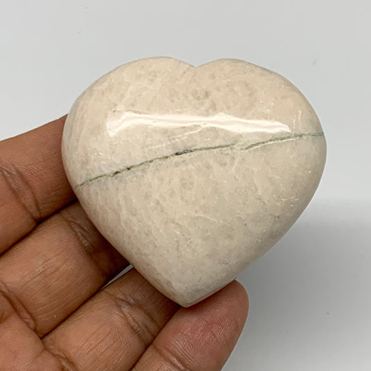 83.25g, 2"x2.1"x0.9", White Moonstone Heart Crystal Polished Gemstone, B22126