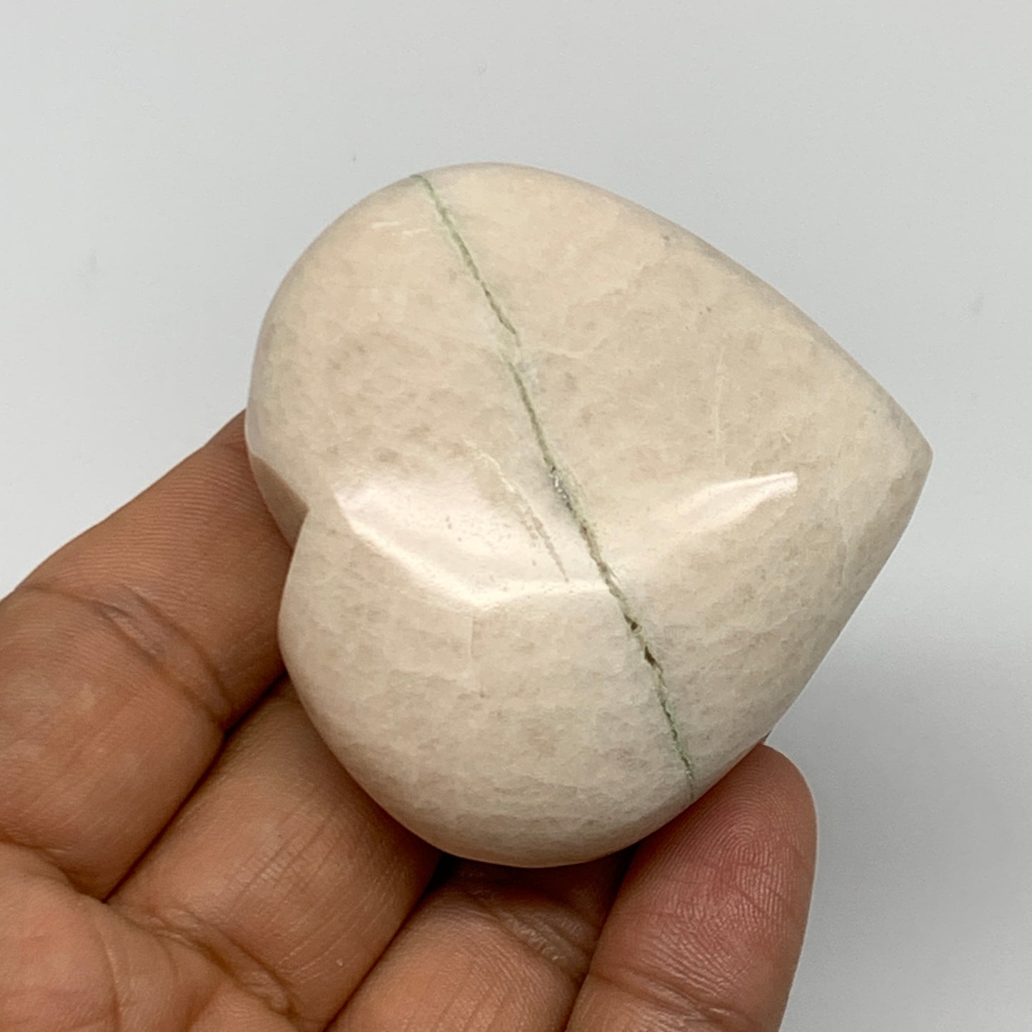 83.25g, 2"x2.1"x0.9", White Moonstone Heart Crystal Polished Gemstone, B22126