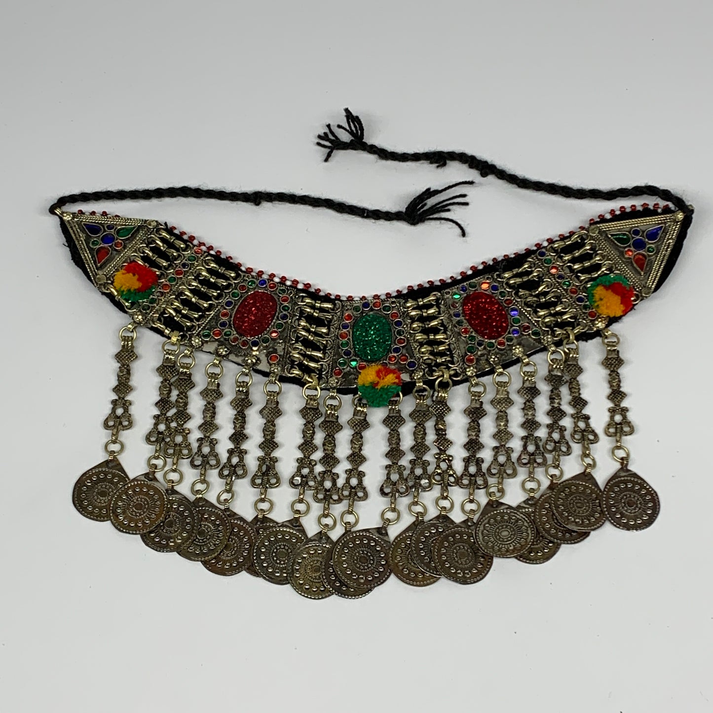 211g, 12"x5.5"Kuchi Choker Necklace Multi-Color Tribal Gypsy Bohemian,B14026