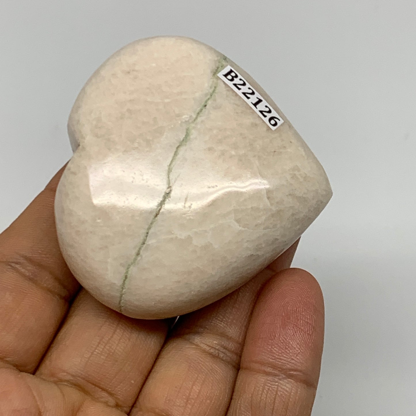 83.25g, 2"x2.1"x0.9", White Moonstone Heart Crystal Polished Gemstone, B22126