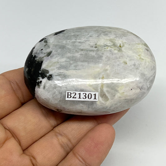117.6g,2.5"x1.8"x1", Rainbow Moonstone Palm-Stone Polished from India, B21301