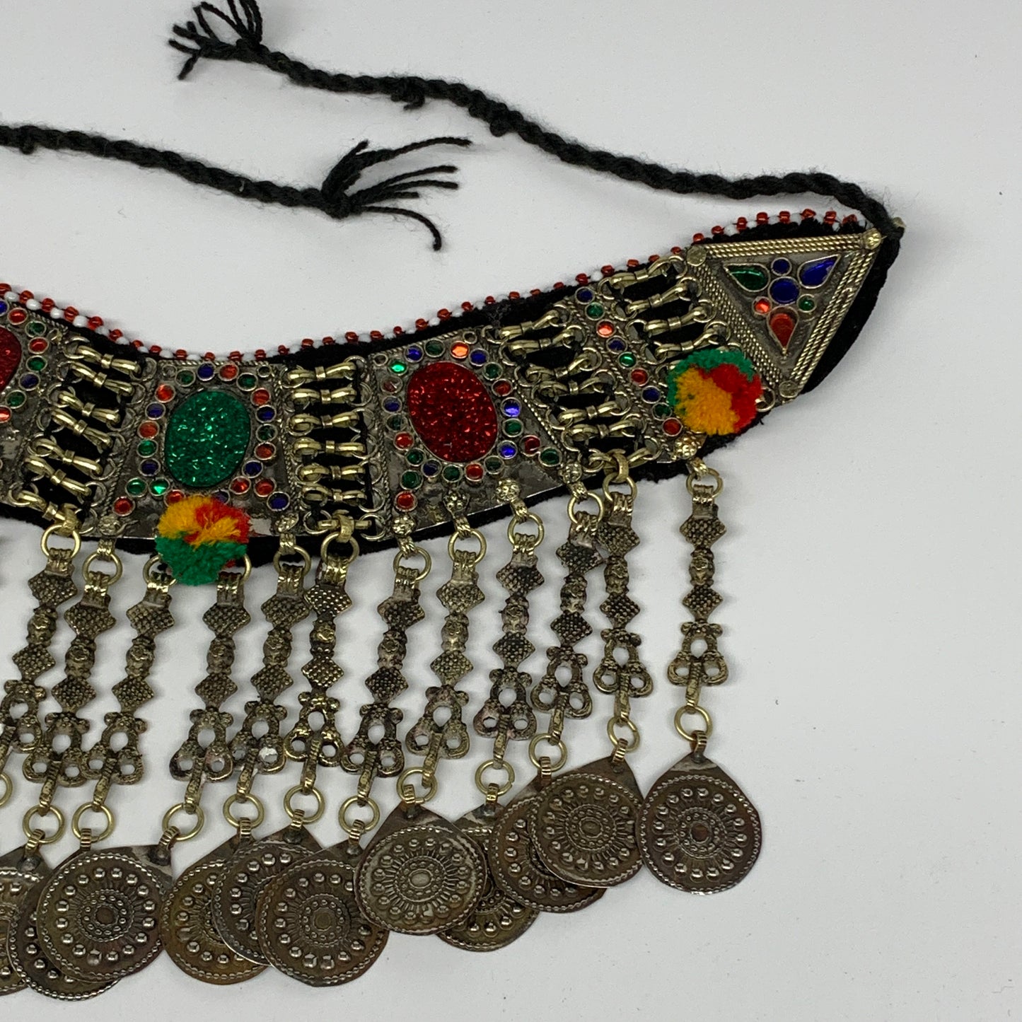 211g, 12"x5.5"Kuchi Choker Necklace Multi-Color Tribal Gypsy Bohemian,B14026