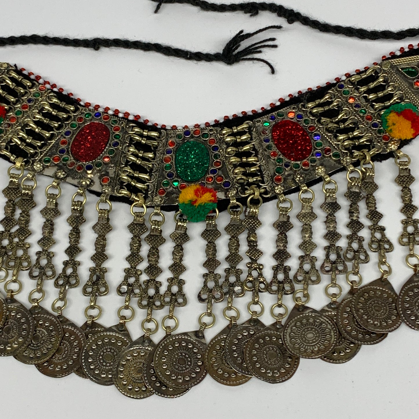 211g, 12"x5.5"Kuchi Choker Necklace Multi-Color Tribal Gypsy Bohemian,B14026