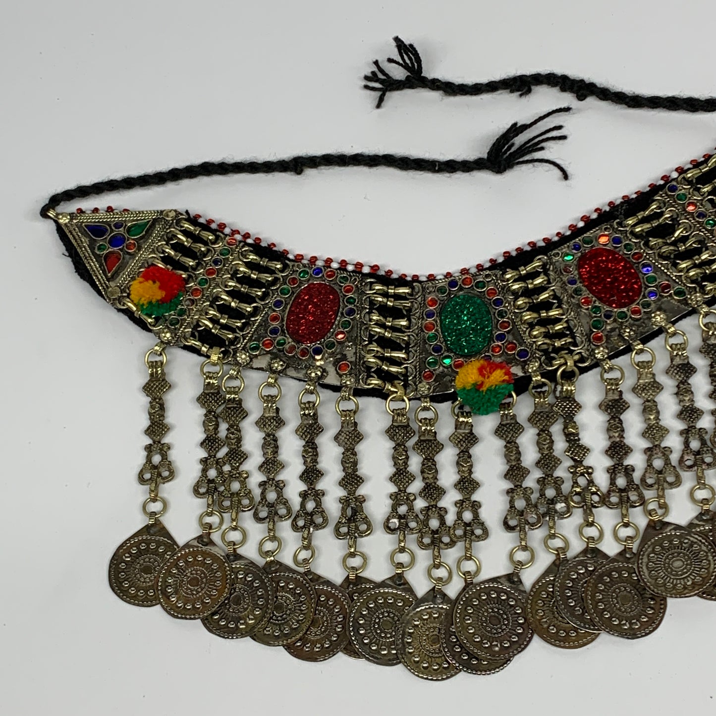 211g, 12"x5.5"Kuchi Choker Necklace Multi-Color Tribal Gypsy Bohemian,B14026