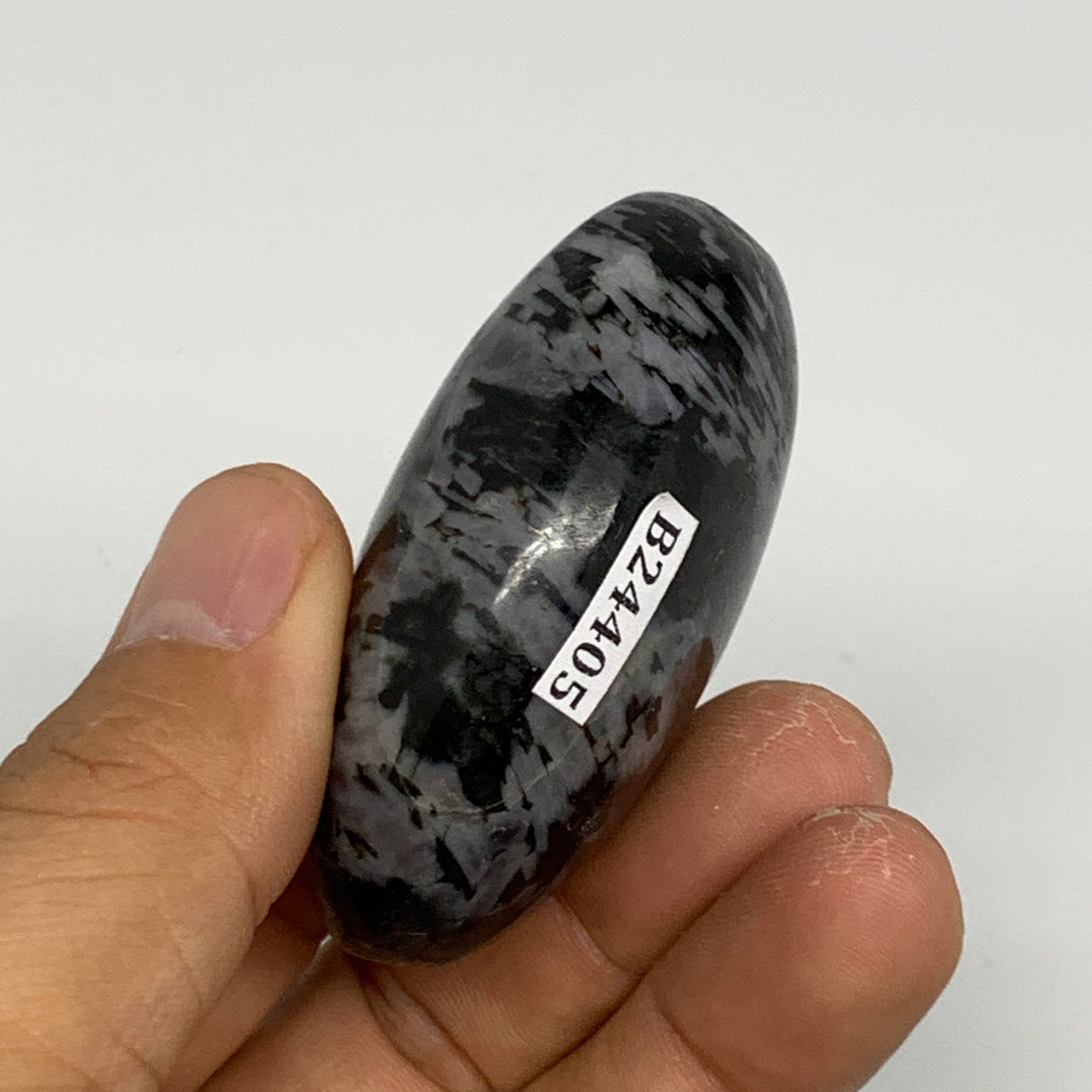 85.9g, 2.2"x1.6"x1", Indigo Gabro (Merlinite) Palm-Stone @Madagascar, B24405