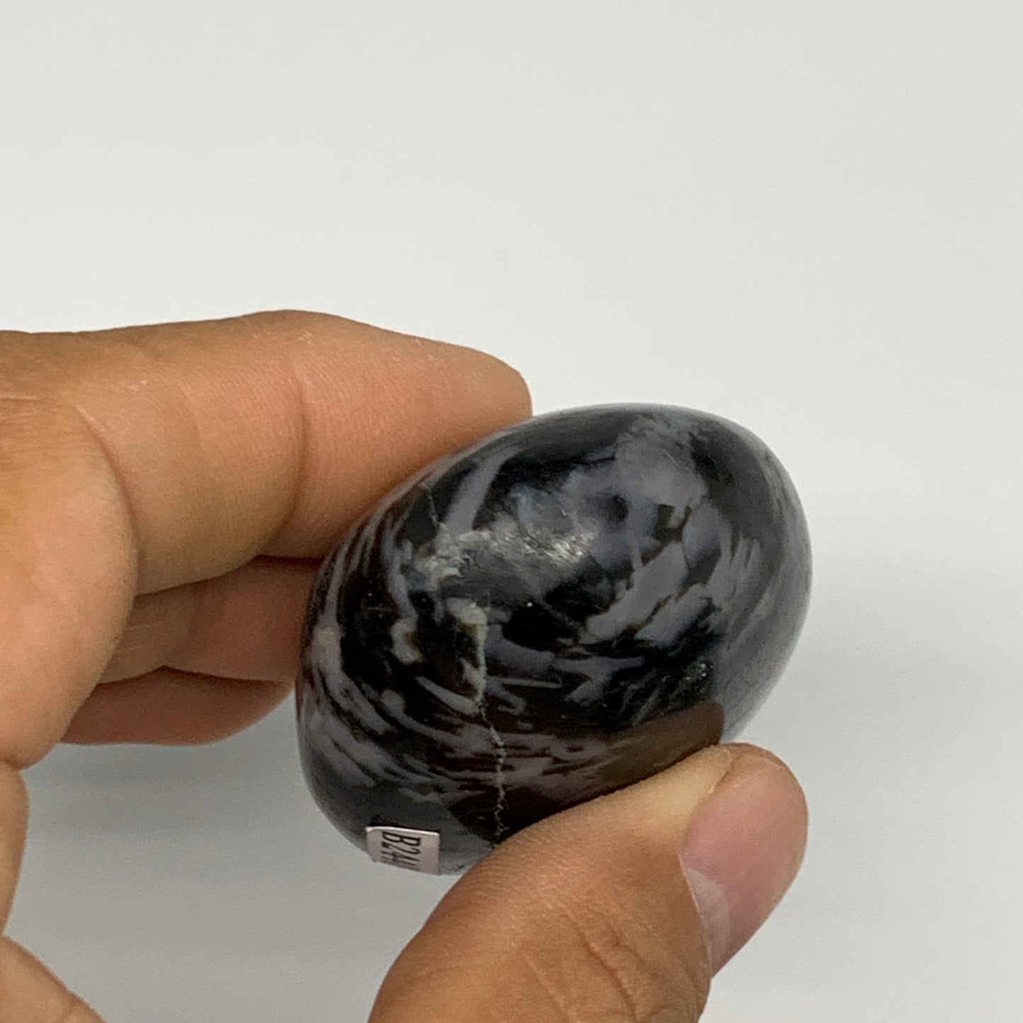 85.9g, 2.2"x1.6"x1", Indigo Gabro (Merlinite) Palm-Stone @Madagascar, B24405