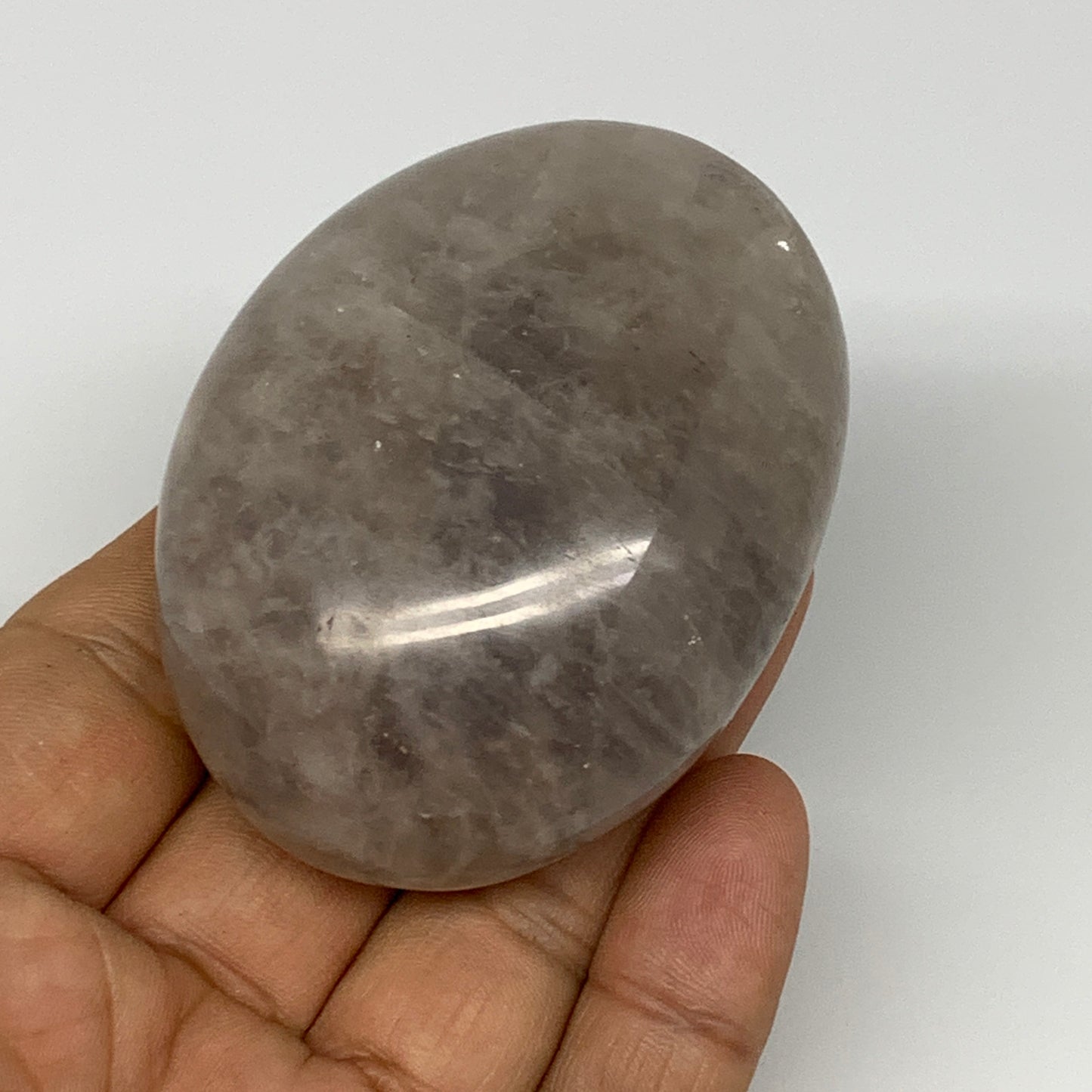 142g ,2.6"x2"x1.2", Blue Rose Quartz Palm-stone @Madagascar,B25261
