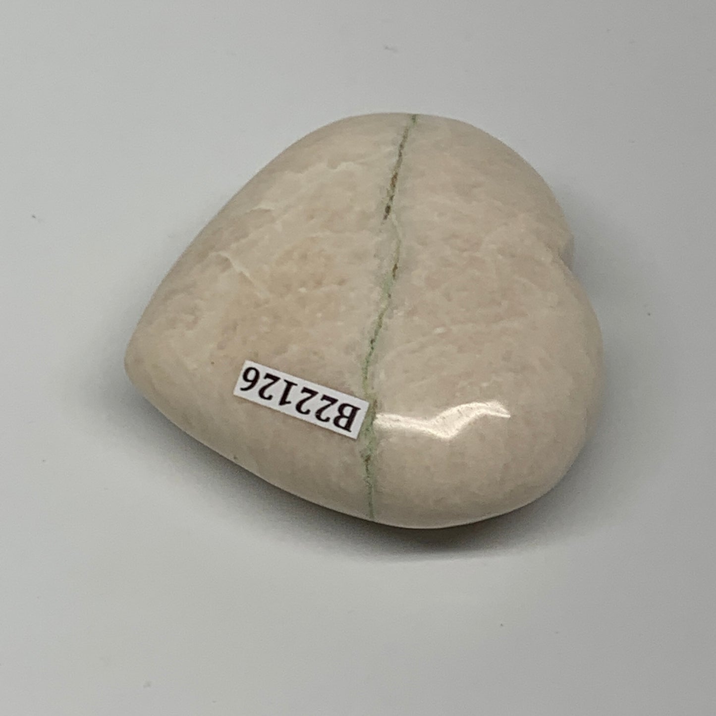 83.25g, 2"x2.1"x0.9", White Moonstone Heart Crystal Polished Gemstone, B22126