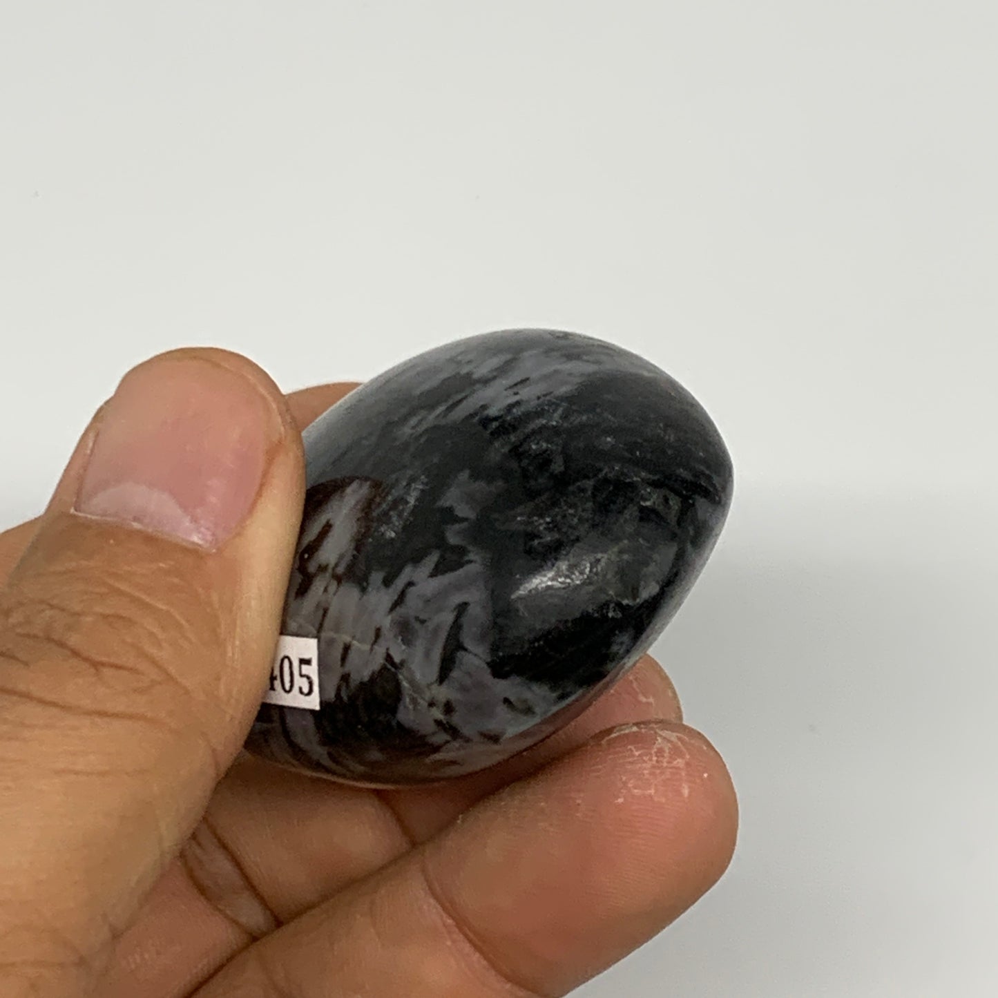 85.9g, 2.2"x1.6"x1", Indigo Gabro (Merlinite) Palm-Stone @Madagascar, B24405