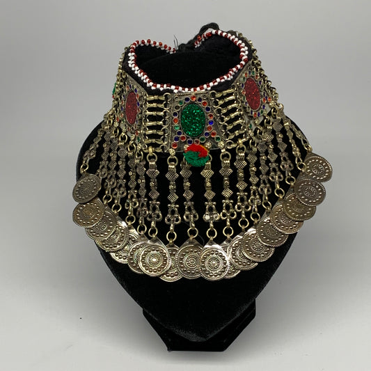 214.9g, 12"x5.5"Kuchi Choker Necklace Multi-Color Tribal Gypsy Bohemian,B14027