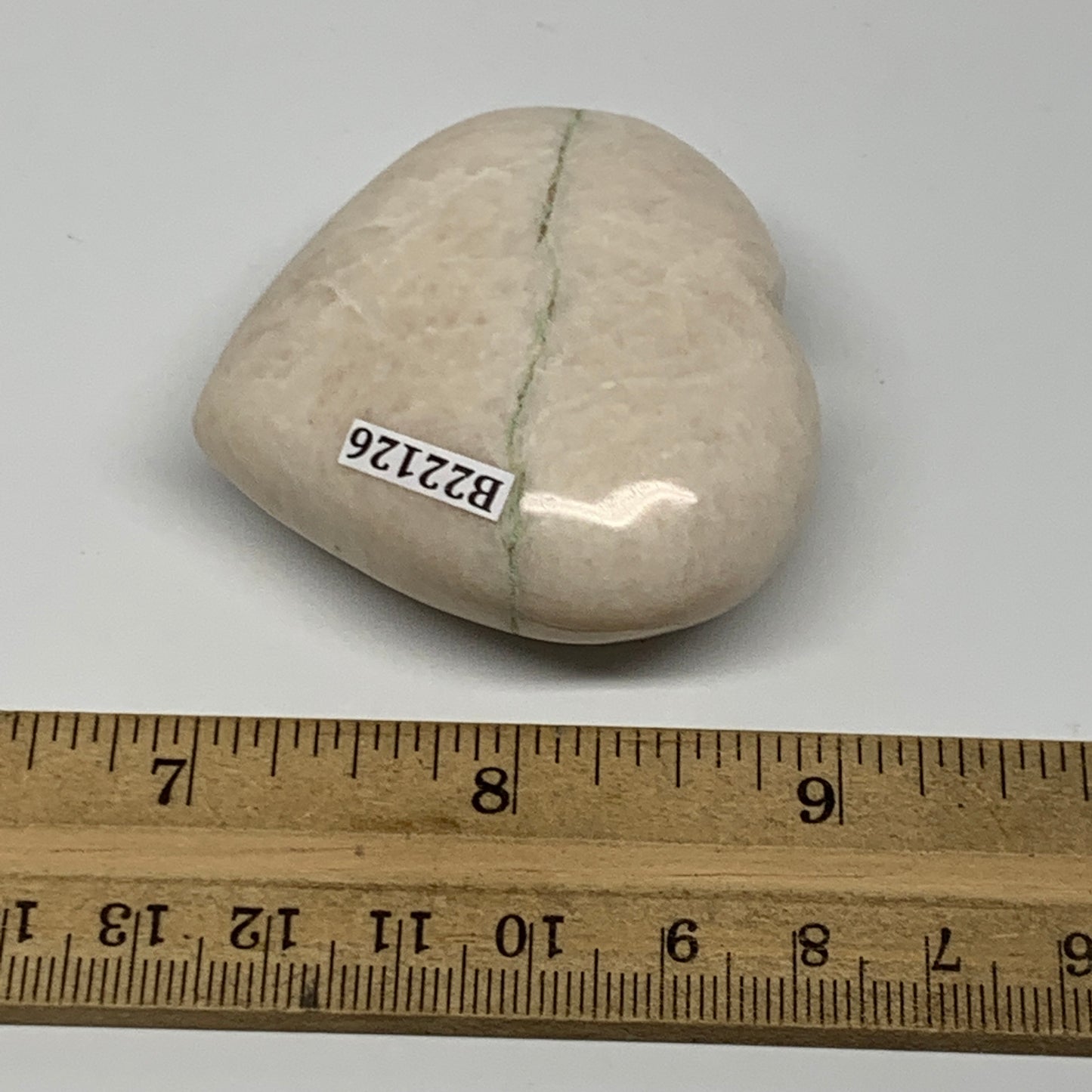 83.25g, 2"x2.1"x0.9", White Moonstone Heart Crystal Polished Gemstone, B22126