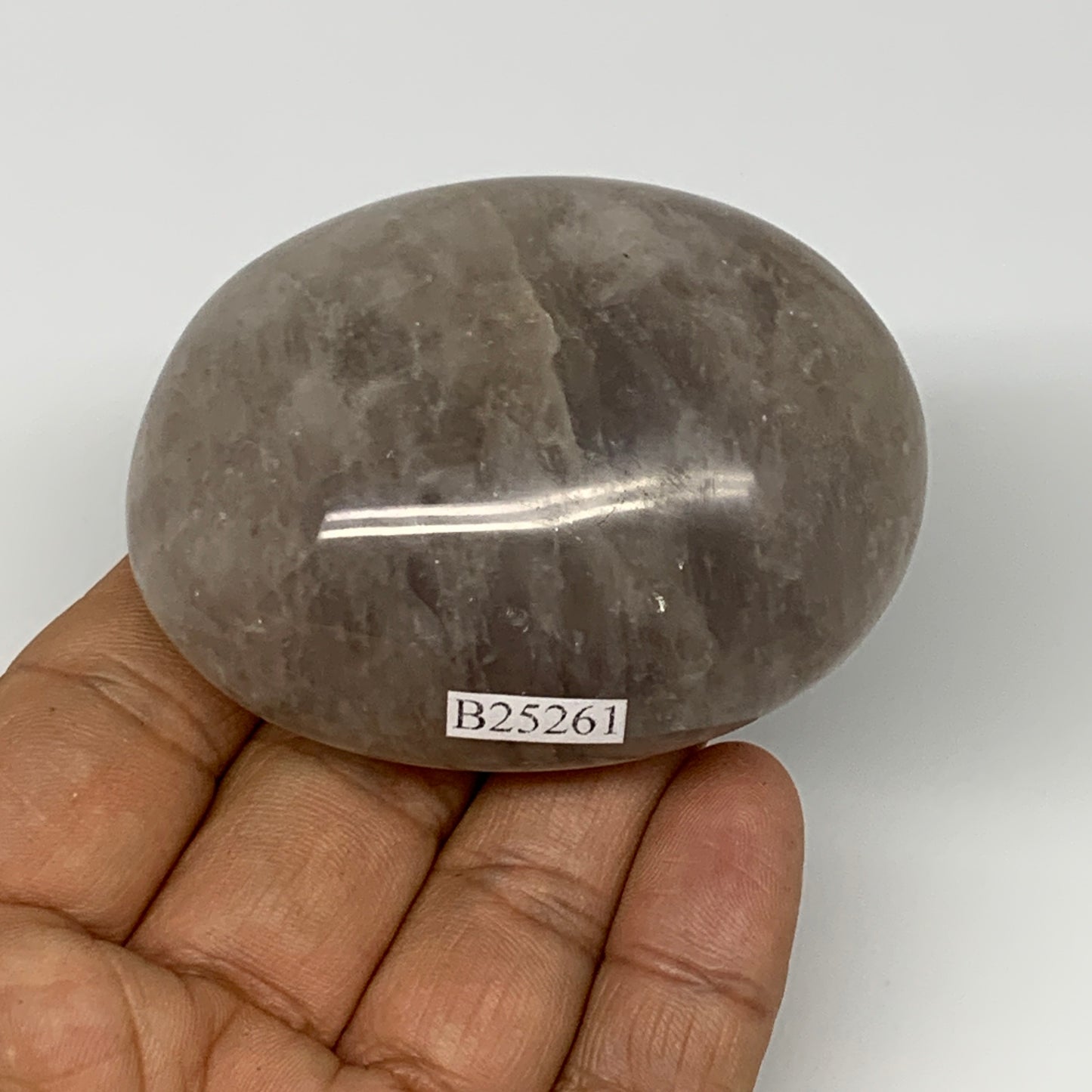 142g ,2.6"x2"x1.2", Blue Rose Quartz Palm-stone @Madagascar,B25261
