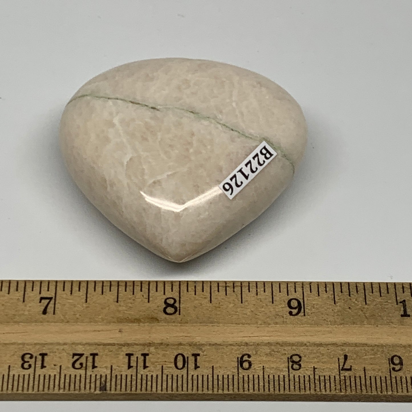 83.25g, 2"x2.1"x0.9", White Moonstone Heart Crystal Polished Gemstone, B22126