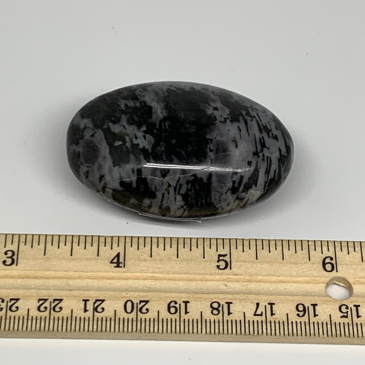 85.9g, 2.2"x1.6"x1", Indigo Gabro (Merlinite) Palm-Stone @Madagascar, B24405