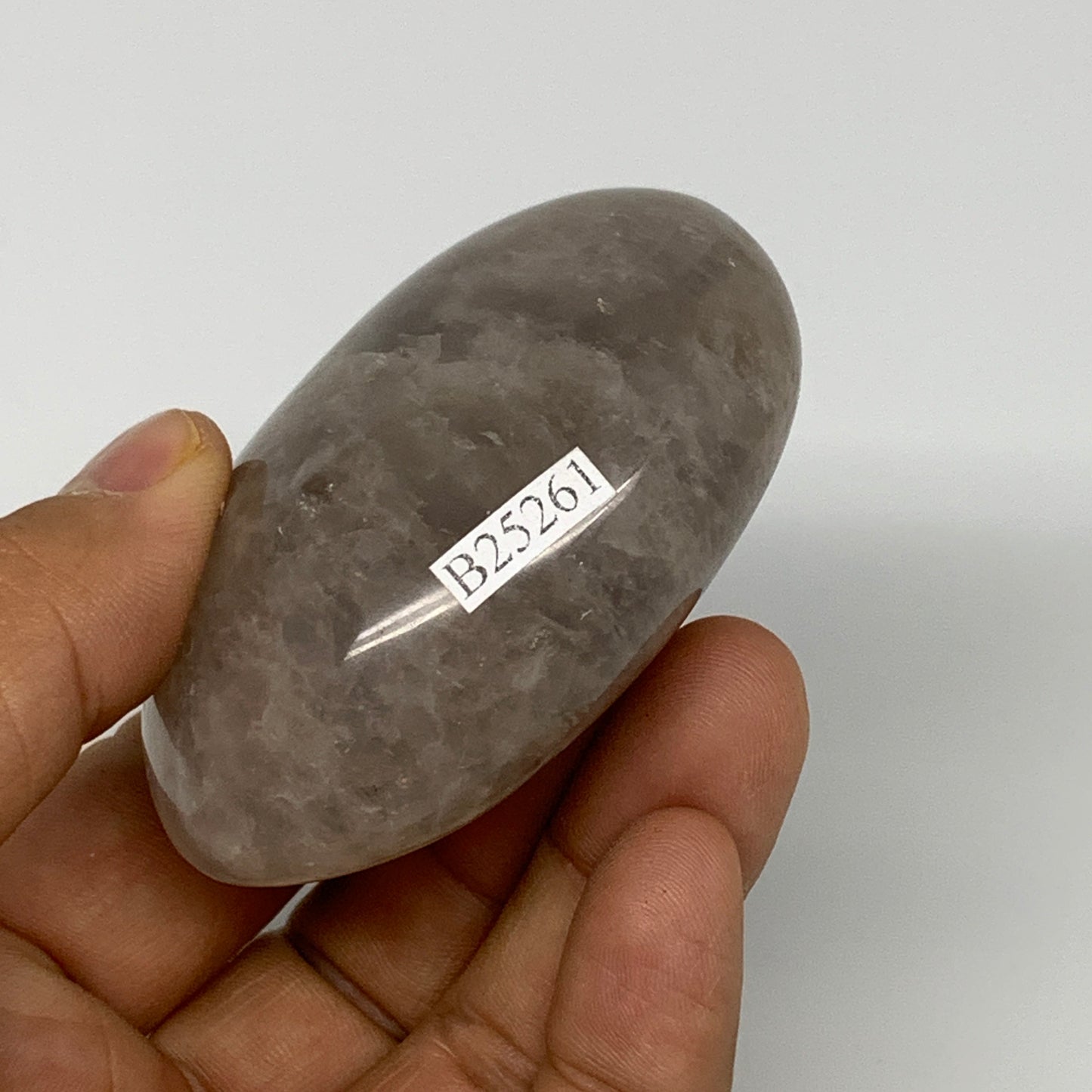 142g ,2.6"x2"x1.2", Blue Rose Quartz Palm-stone @Madagascar,B25261