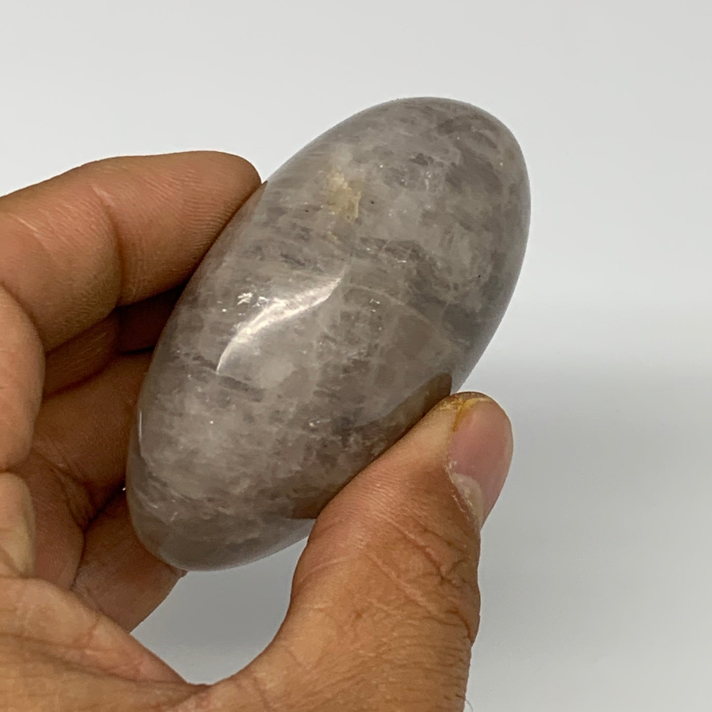 142g ,2.6"x2"x1.2", Blue Rose Quartz Palm-stone @Madagascar,B25261