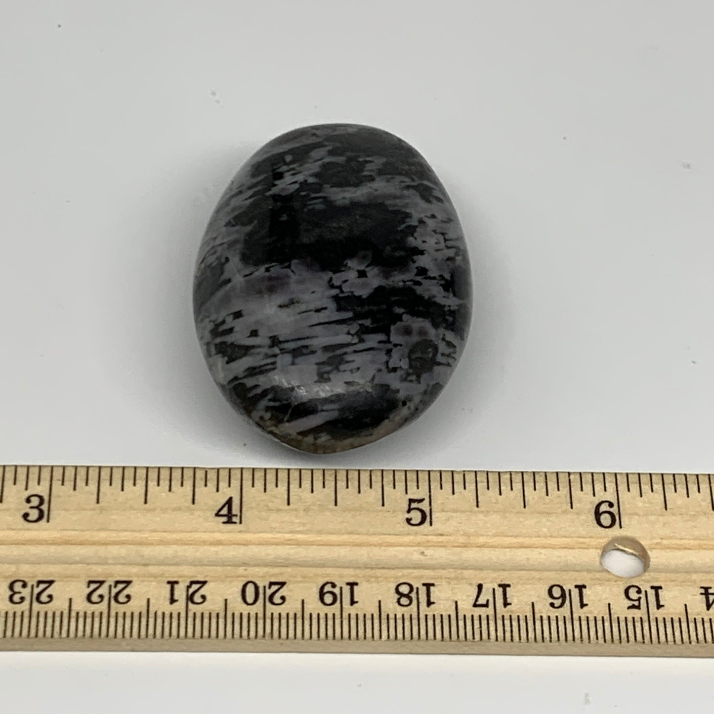 85.9g, 2.2"x1.6"x1", Indigo Gabro (Merlinite) Palm-Stone @Madagascar, B24405