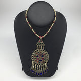 Kuchi Necklace Afghan Tribal Fashion Colorful Glass ATS Necktie Necklace, KN413