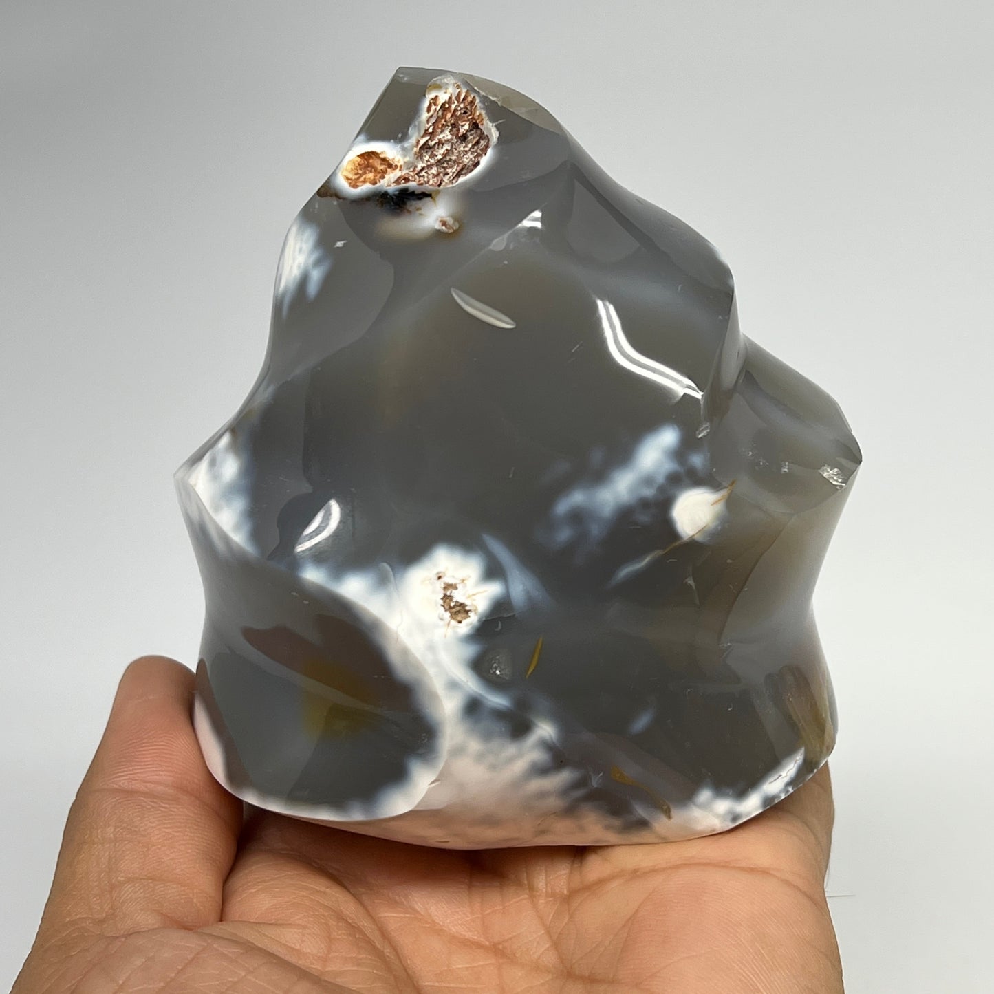 575g, 3.6"x3.2"x2.1", Orca Agate Flame Gemstones Home Decor @Madagascar, B19515