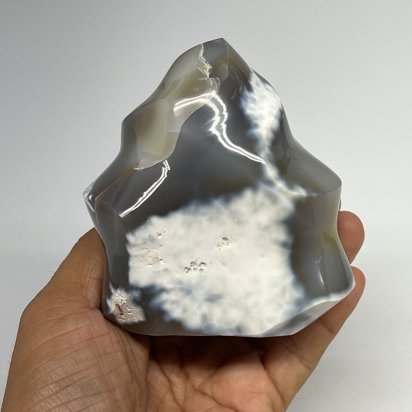 575g, 3.6"x3.2"x2.1", Orca Agate Flame Gemstones Home Decor @Madagascar, B19515