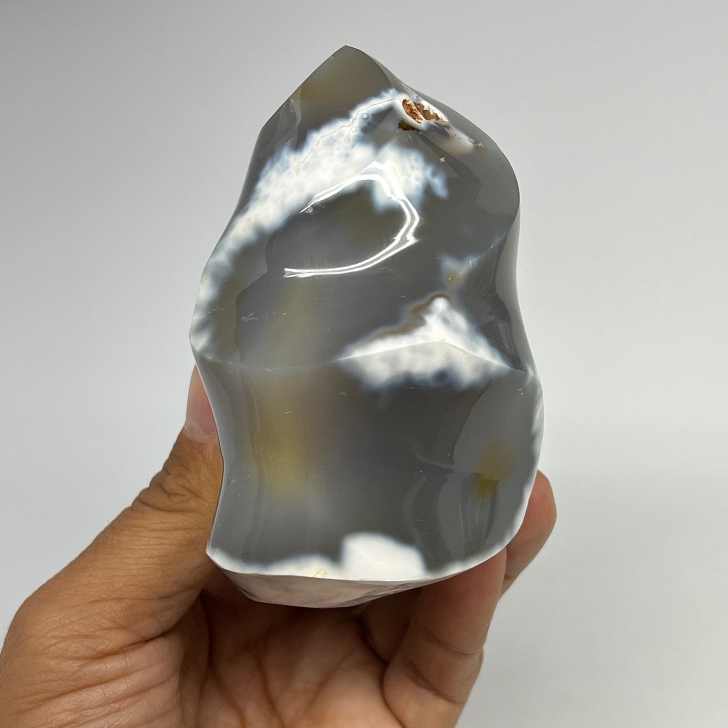 575g, 3.6"x3.2"x2.1", Orca Agate Flame Gemstones Home Decor @Madagascar, B19515