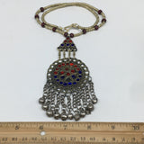 Kuchi Necklace Afghan Tribal Fashion Colorful Glass ATS Necktie Necklace, KN414