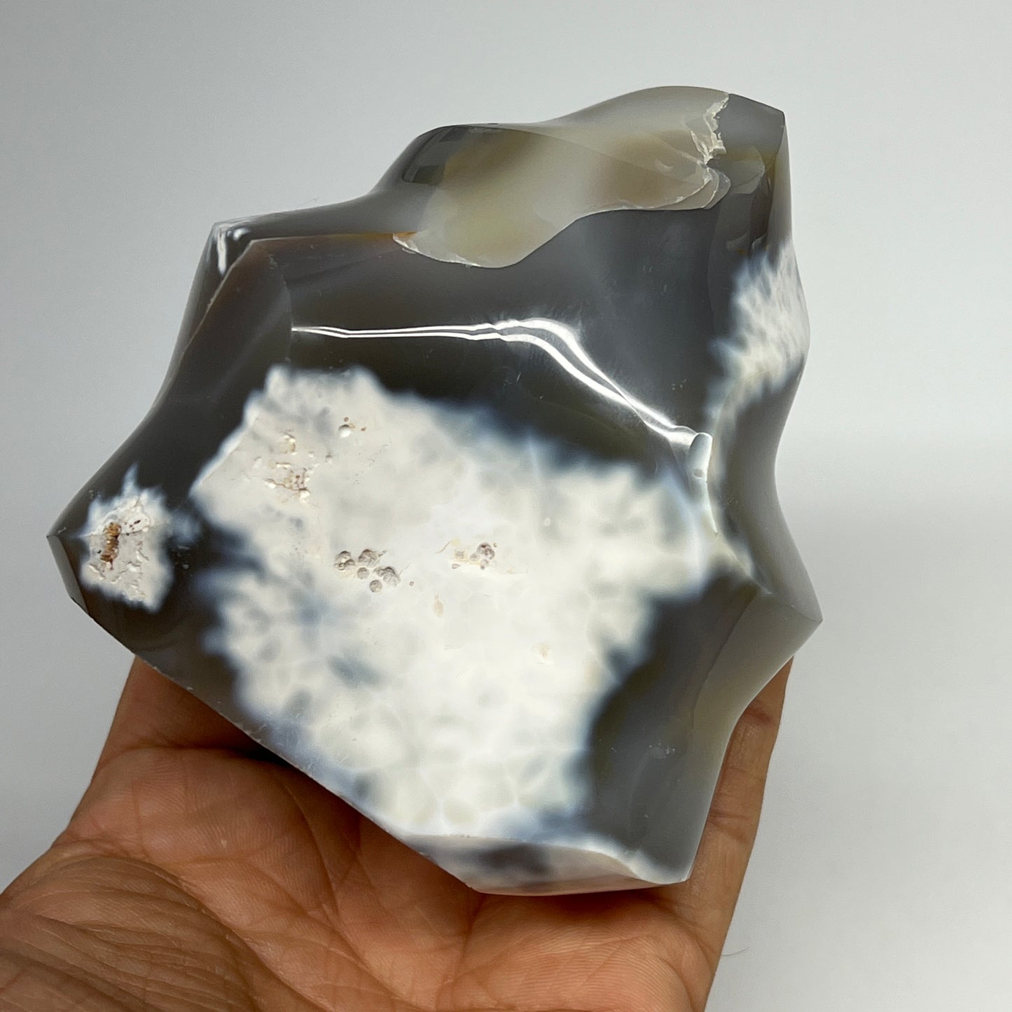 575g, 3.6"x3.2"x2.1", Orca Agate Flame Gemstones Home Decor @Madagascar, B19515