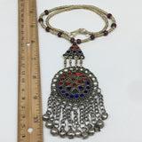 Kuchi Necklace Afghan Tribal Fashion Colorful Glass ATS Necktie Necklace, KN414