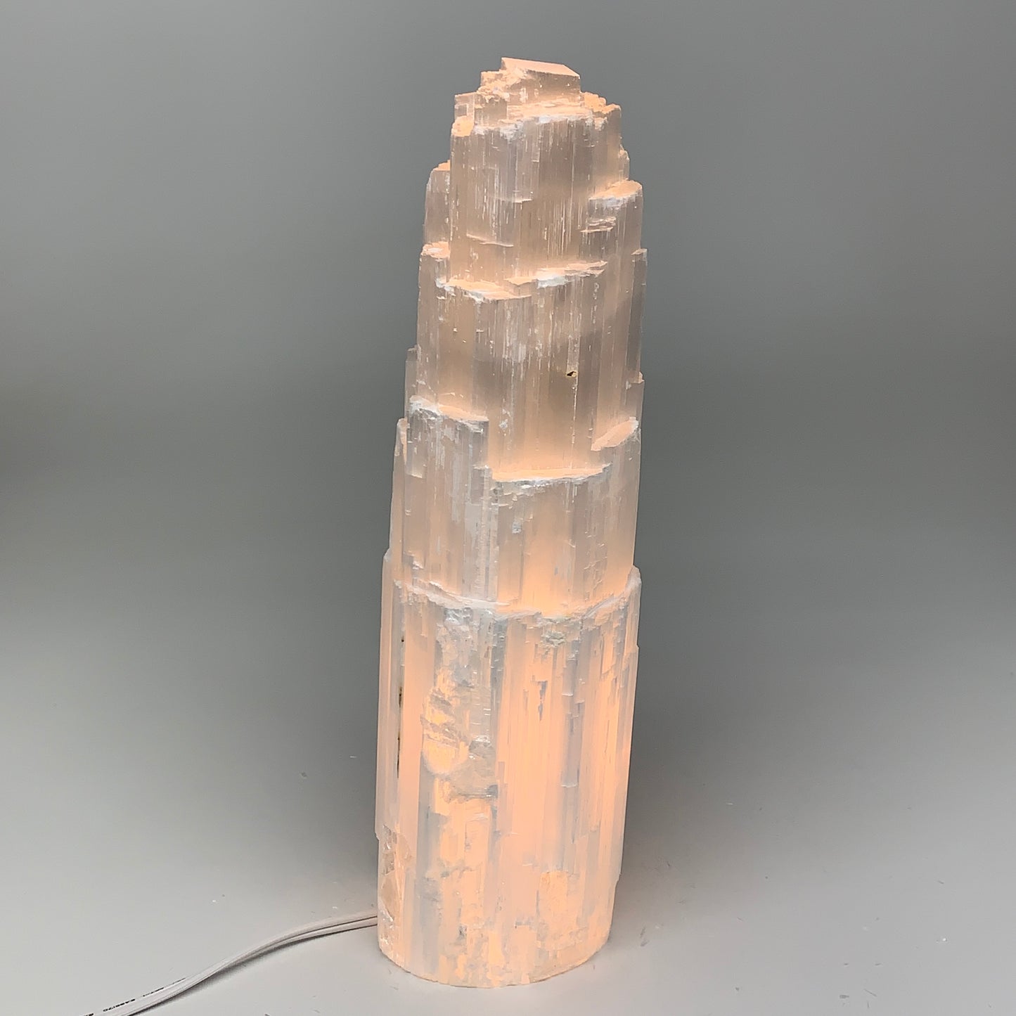 6.3 lb,11.75"x3.3" White Selenite (Satin Spar) Rough Lamp W/Chord @Morocco,B1240