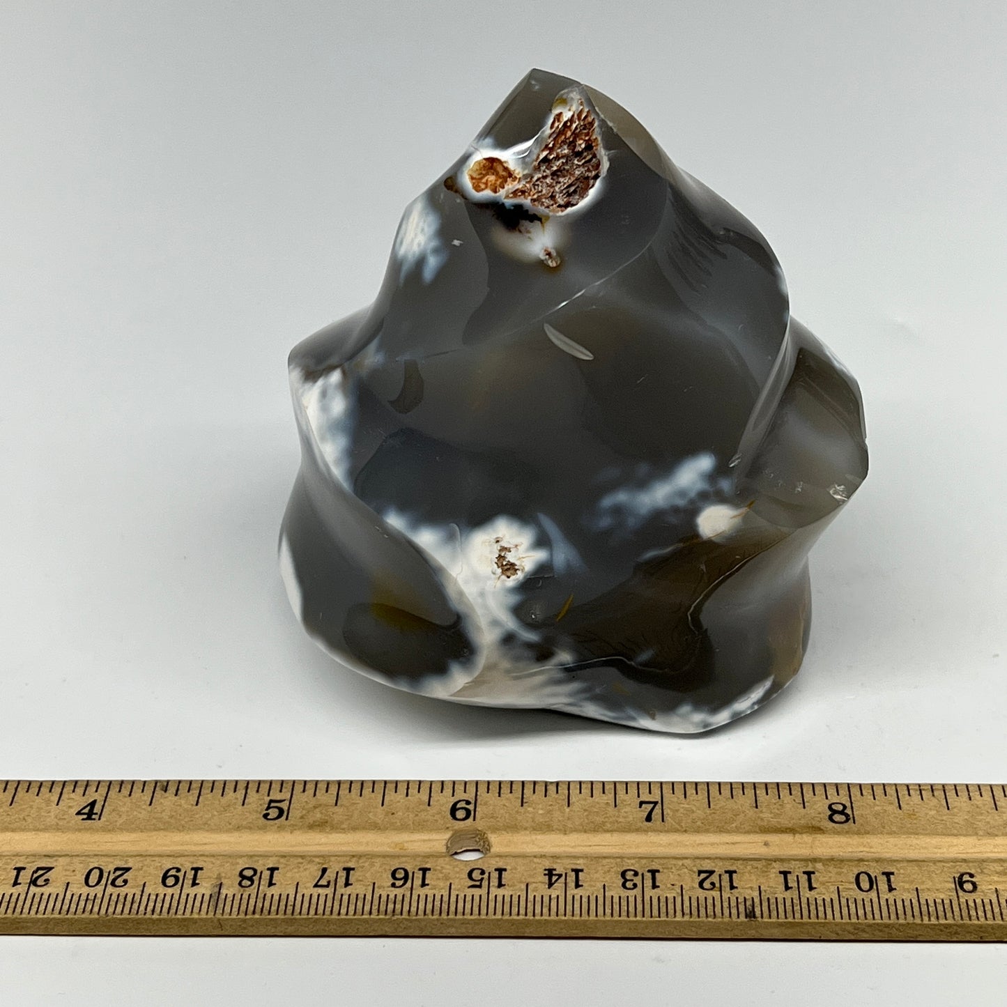 575g, 3.6"x3.2"x2.1", Orca Agate Flame Gemstones Home Decor @Madagascar, B19515