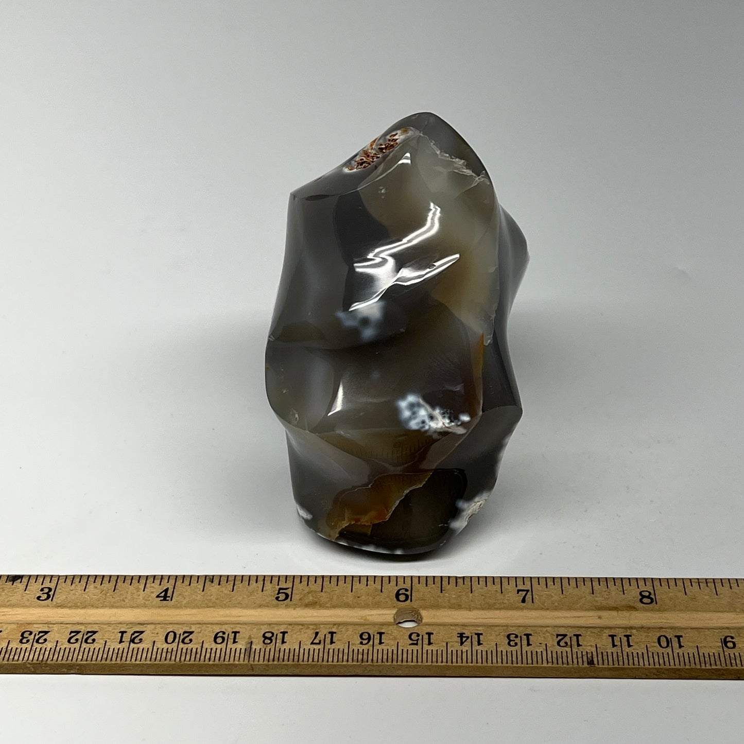 575g, 3.6"x3.2"x2.1", Orca Agate Flame Gemstones Home Decor @Madagascar, B19515