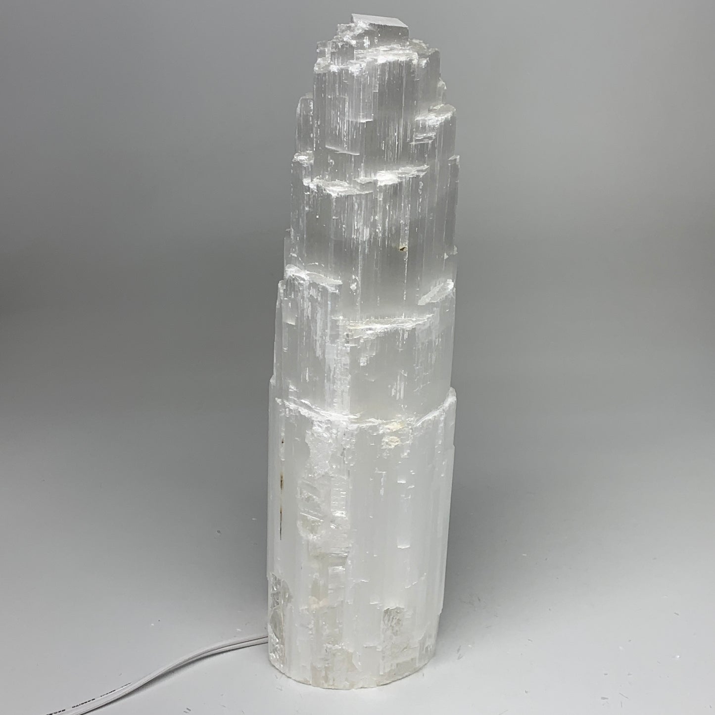 6.3 lb,11.75"x3.3" White Selenite (Satin Spar) Rough Lamp W/Chord @Morocco,B1240