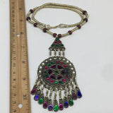 Kuchi Necklace Afghan Tribal Fashion Colorful Glass ATS Necktie Necklace, KN415