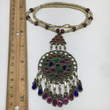 Kuchi Necklace Afghan Tribal Fashion Colorful Glass ATS Necktie Necklace, KN417