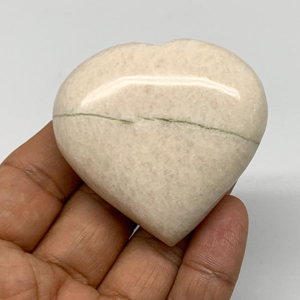90.2g, 2.1"x2.2"x0.9", White Moonstone Heart Crystal Polished Gemstone, B22129