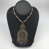 Kuchi Necklace Afghan Tribal Fashion Colorful Glass ATS Necktie Necklace, KN419