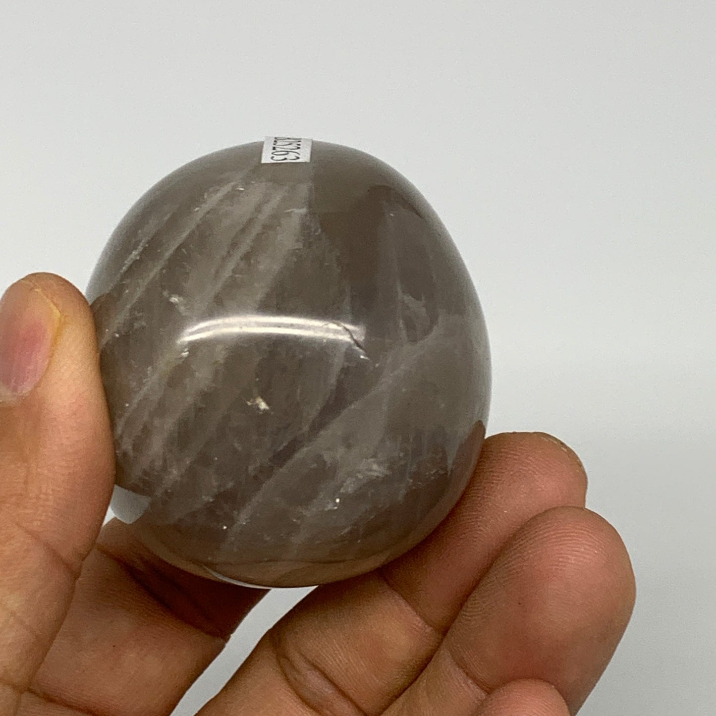 158g ,2"x1.9"x1.7", Blue Rose Quartz Palm-stone @Madagascar,B25263