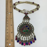 Kuchi Necklace Afghan Tribal Fashion Colorful Glass ATS Necktie Necklace, KN419