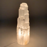 7.3 lb,12"x3.8" White Selenite (Satin Spar) Rough Lamp W/Chord @Morocco,B12410